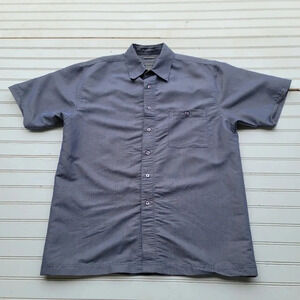 Bruno Short Sleeve Mens Sueded Microfiber Gray Silver Shirt Rayon Poly Sz M 15.5